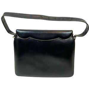 60's Etna Purse Womens Black Leather Clasp Button Closure Handbag Vintage